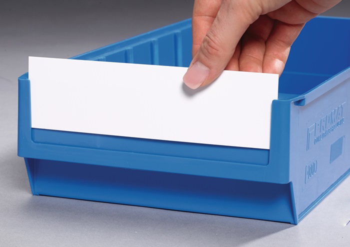 PROMAT wit etiket voor magazijnbakken breedte 183mm (zakje = 100 stuks)