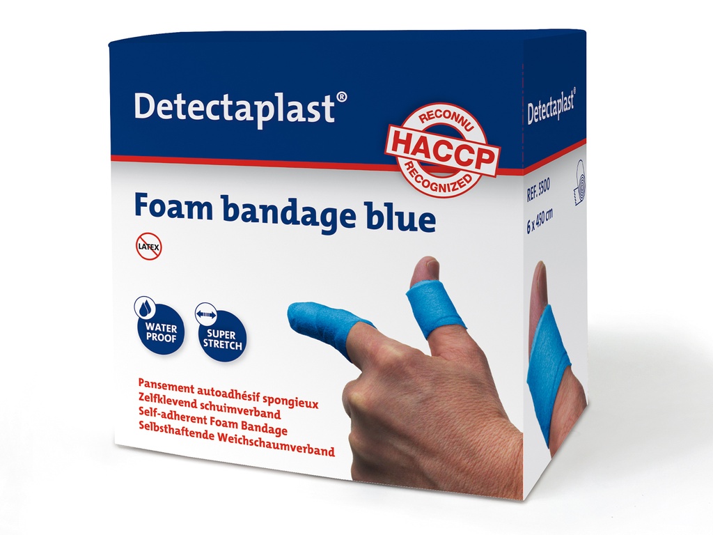 Detectaplast schuimverband blauw 6cm x 4,5m (1st)