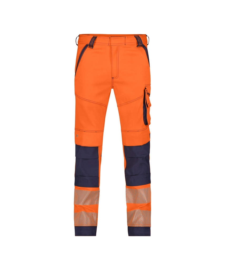 DASSY Aruba Stretch hoge zichtbaarheidsbroek met kniezakken fluo-oranje/marineblauw