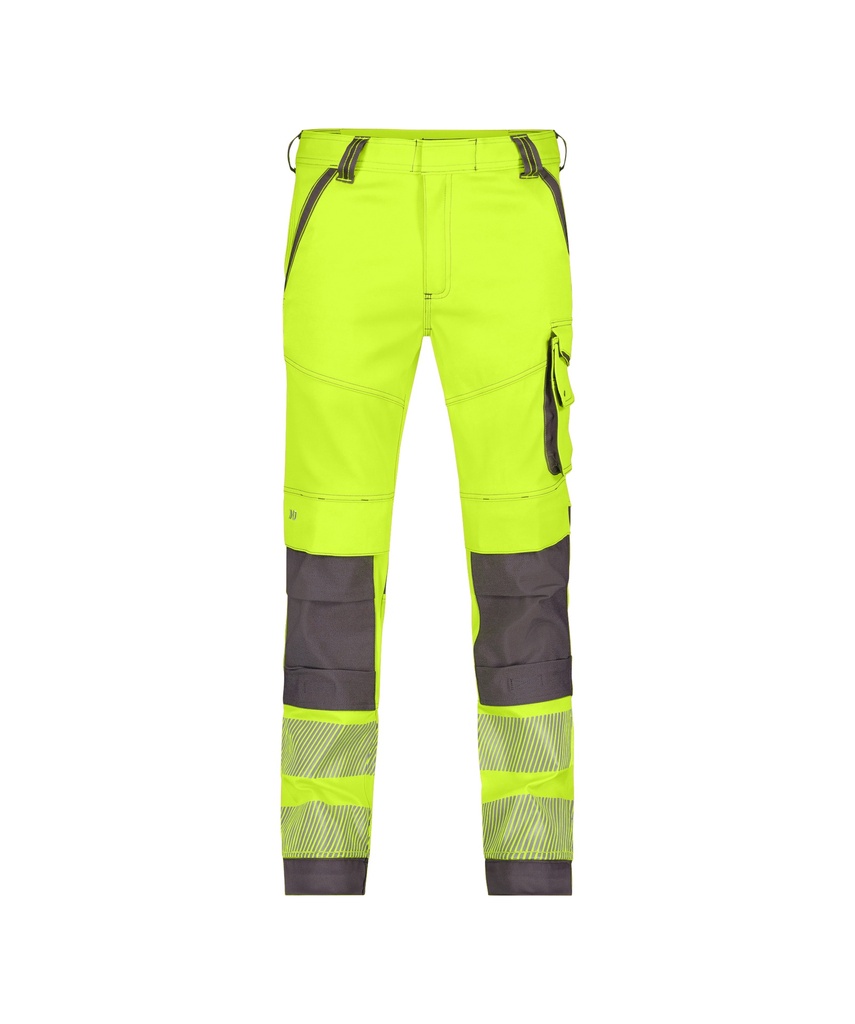 DASSY Aruba Stretch hoge zichtbaarheidsbroek met kniezakken fluogeel/cementgrijs
