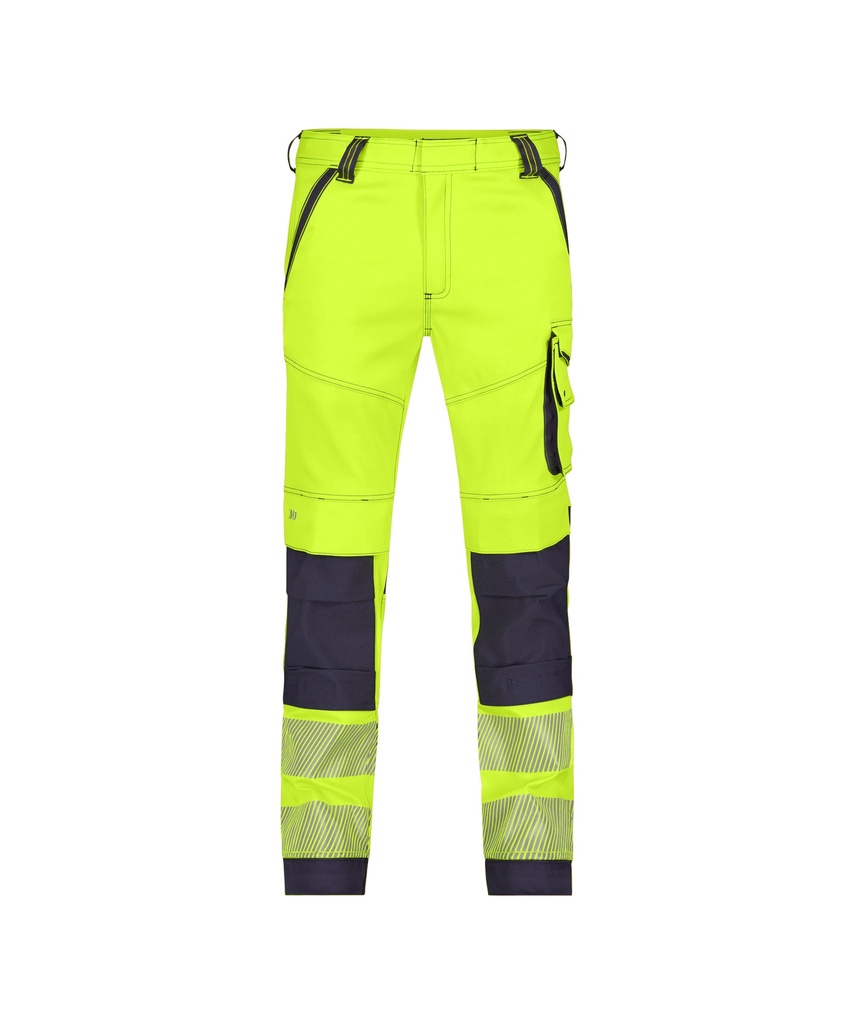 DASSY Aruba Stretch hoge zichtbaarheidsbroek met kniezakken fluogeel/marineblauw