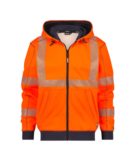 DASSY Evans Hoge zichtbaarheidshoodie  fluo-oranje/marineblauw