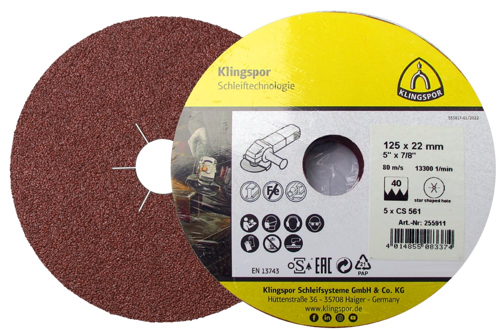 KLINGSPOR Fiberschijf CS561 KV (5st) 125 x 22