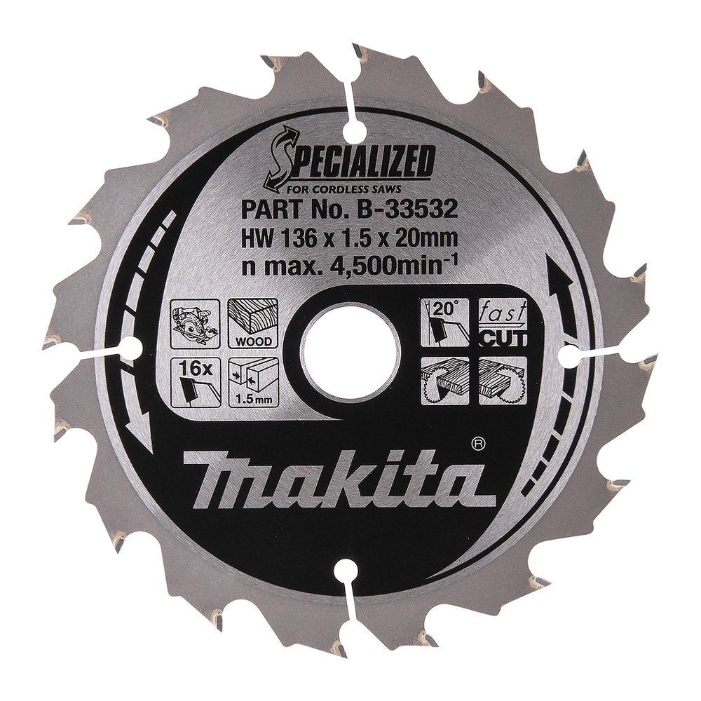 MAKITA B-33532 zaagblad SPECIALIZED accu 136mmx20x16T