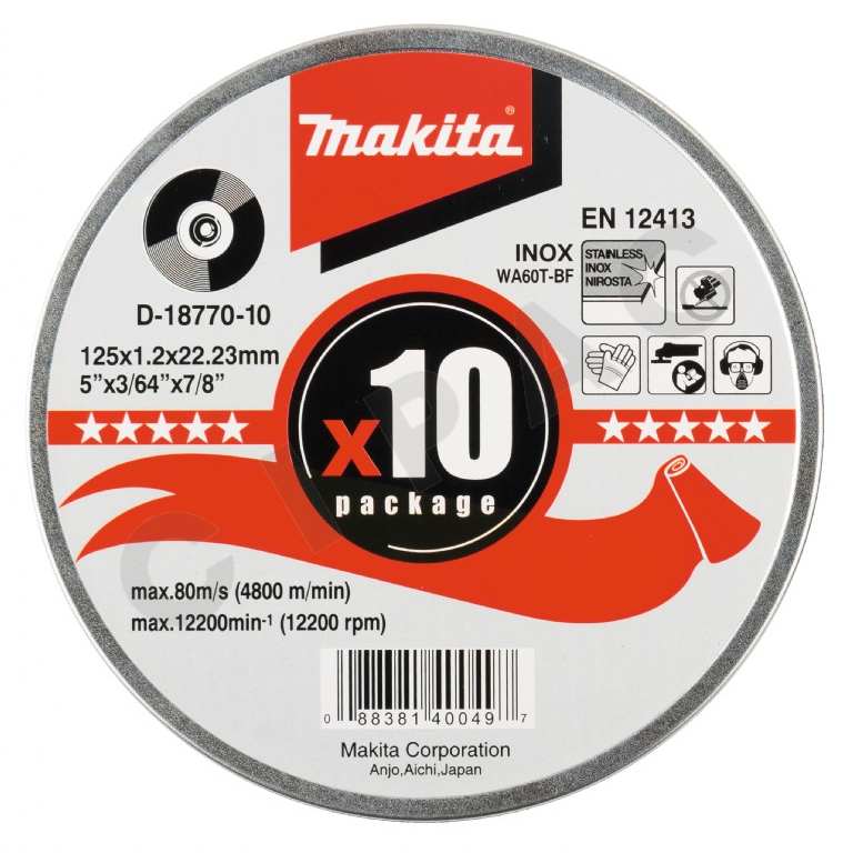 MAKITA D-18770-10 doorslijpschijf INOX 125x1,2x22,2mm