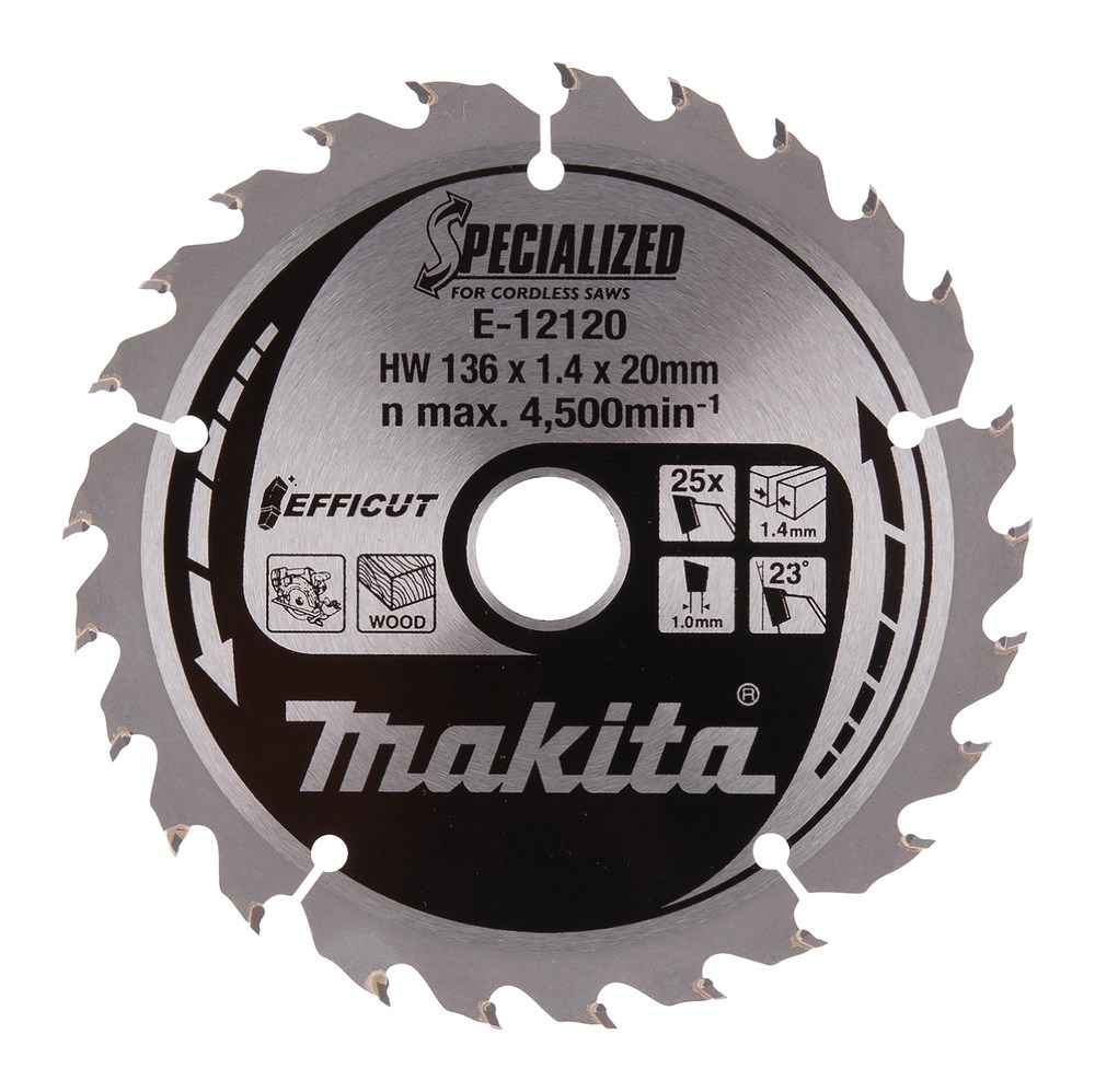 MAKITA E-12120 TCT EFFICUT zaagblad 136mmx20x25T voor hout