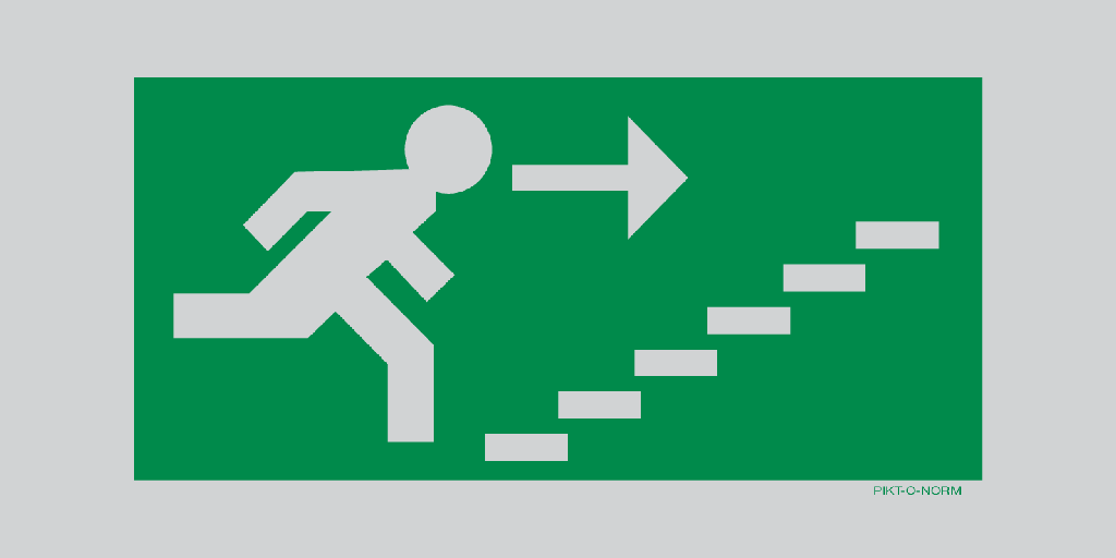 PICT vluchtweg trap rechts boven alu plat 250x125