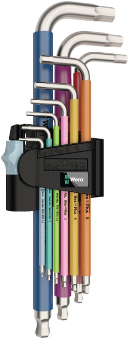Wera Haakse schroevendraaierset 3950 SPKL/9 SM 9-delig SW 1,5-10 mm RVS, kleurcodering