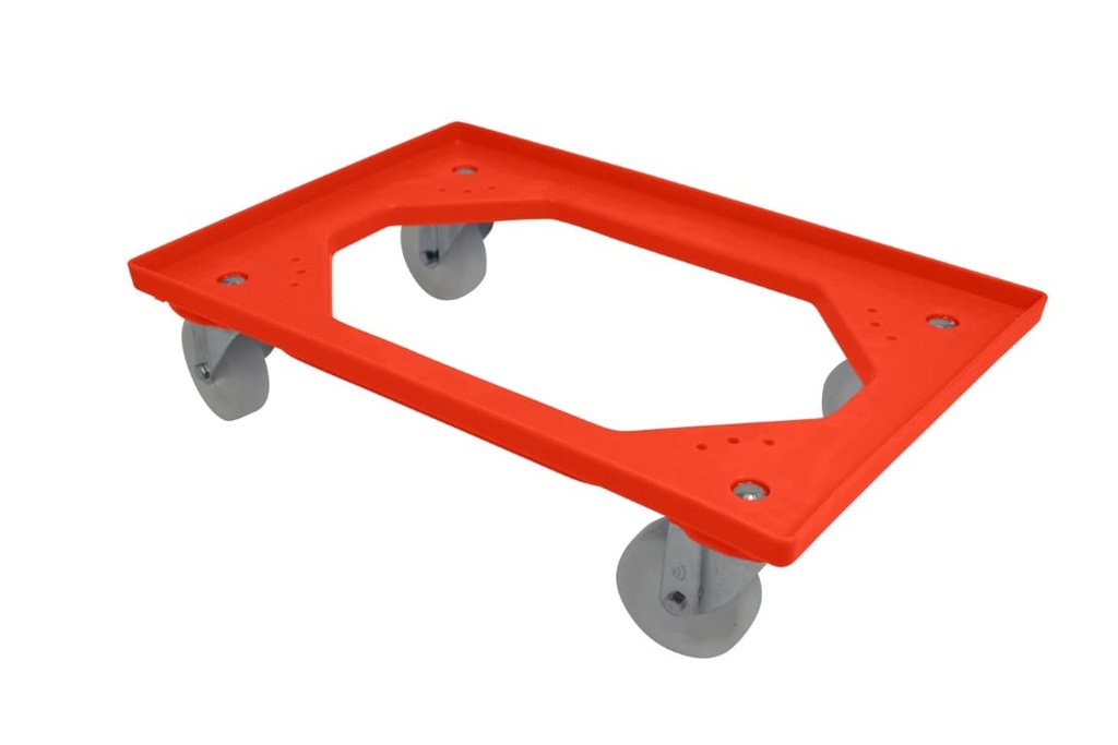 Euronorm transportkar met 4 nylon wielen voor bakken rood 600x400 mm