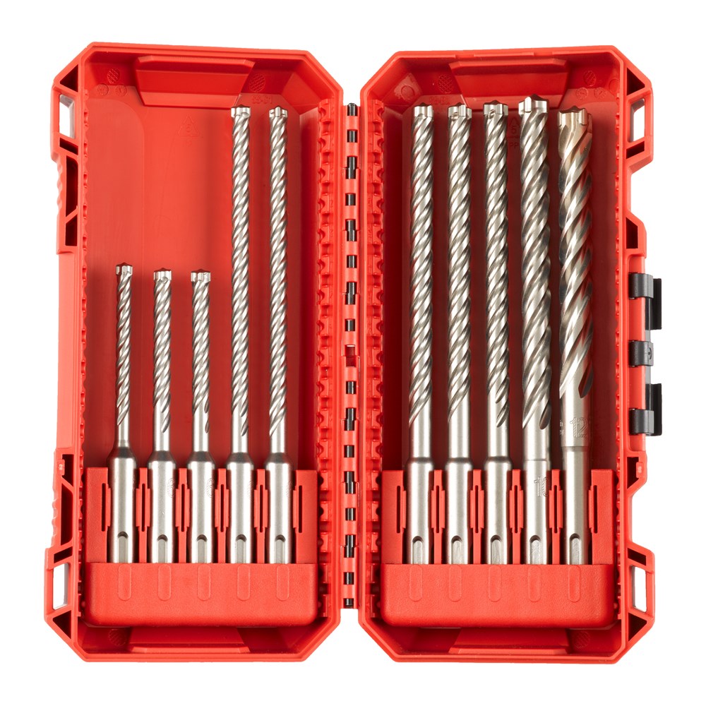 MILWAUKEE SDS-PLUS borenset MX4 Packout Friendly Box (5/6/6 x 115 & 6/6/8/8/8/10 x 165 & 10/12 x 160 mm)