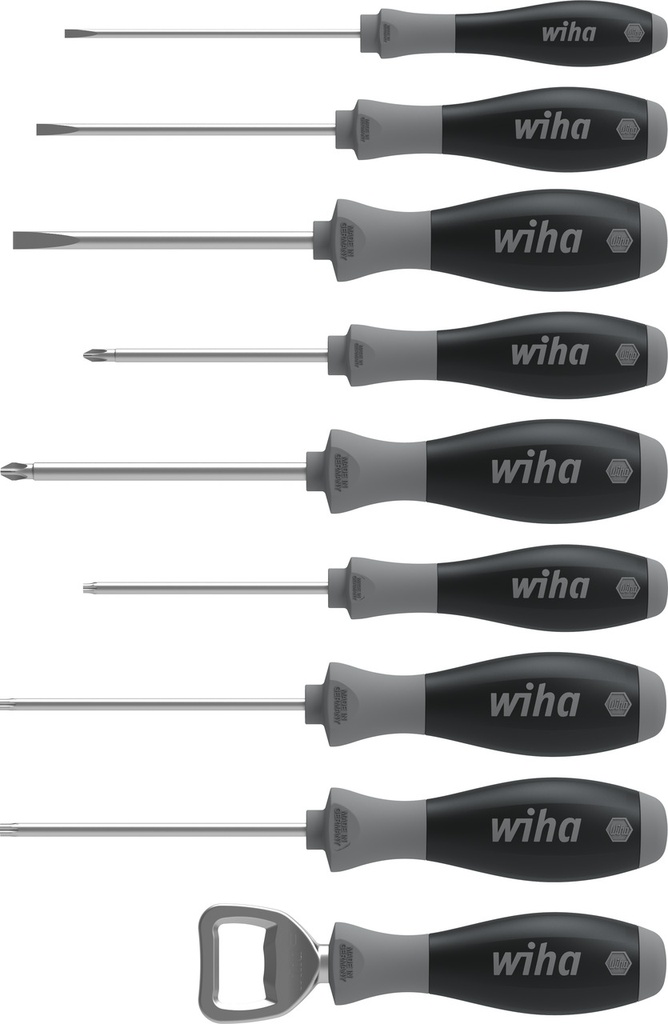 WIHA Schroevendraaierset SoftFinish 85jaar 9-dlg (sleuf, PH, torx) (promo)