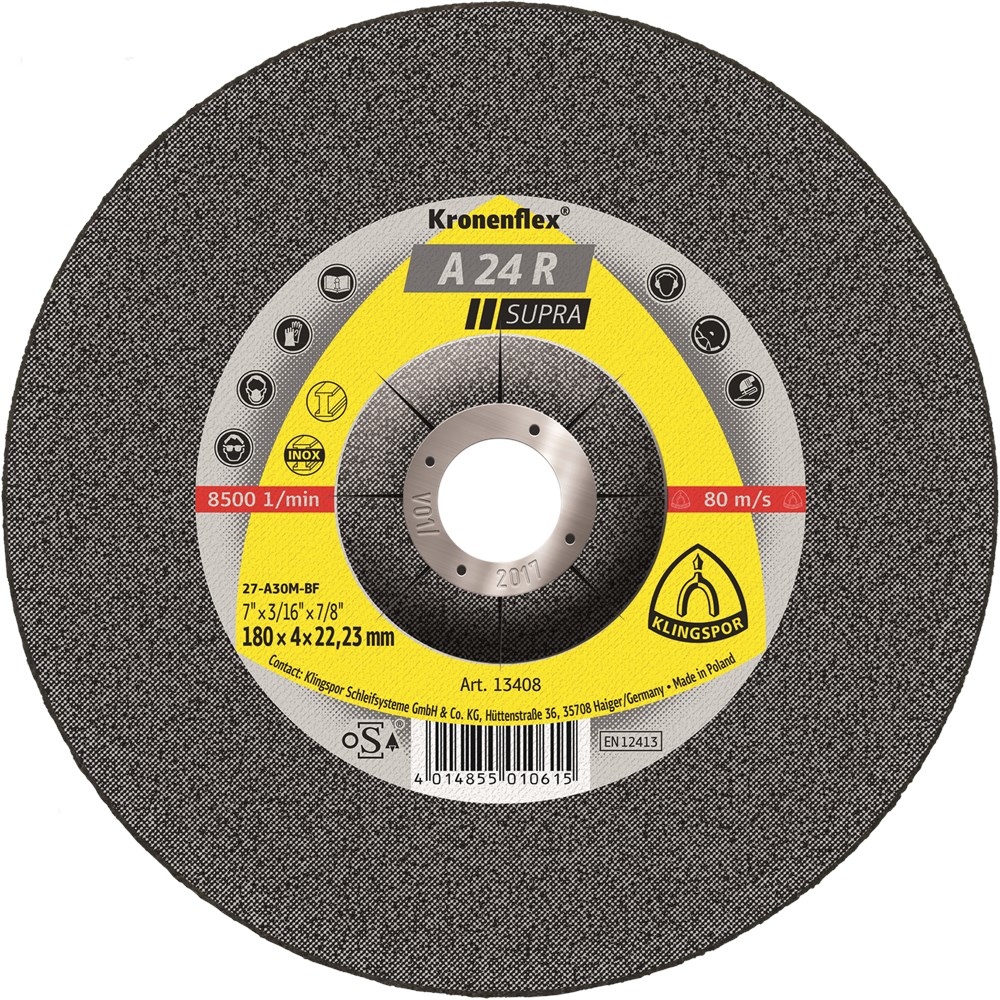 KLINGSPOR A 24 R afbraamschijven, 125 x 6 x 22,23 mm gekromd