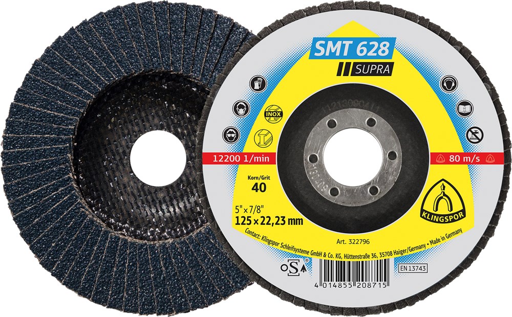 KLINGSPOR SMT 628 slijpmopschijven, 125 x 22,23 mm korrel 120 vlak