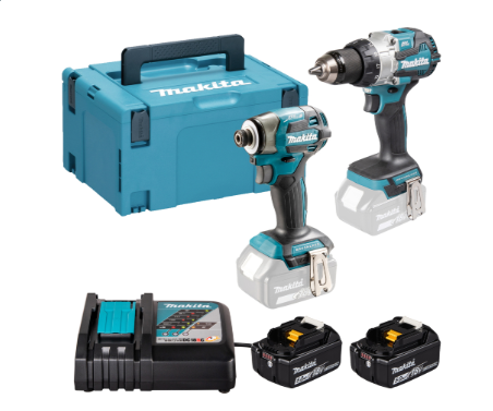 Makita DLX2528TJ Combiset LXT® bestaande uit: DHP489 + DTD173 + 2x BL1850B + DC18RC in Makpac