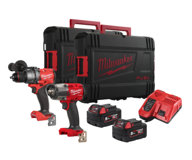 Milwaukee M18 FPP2F3-502X M18 FUEL™ Powerpack (FPD3, FMTIW2F12, 2x 5Ah accu, M12-18 FC lader)