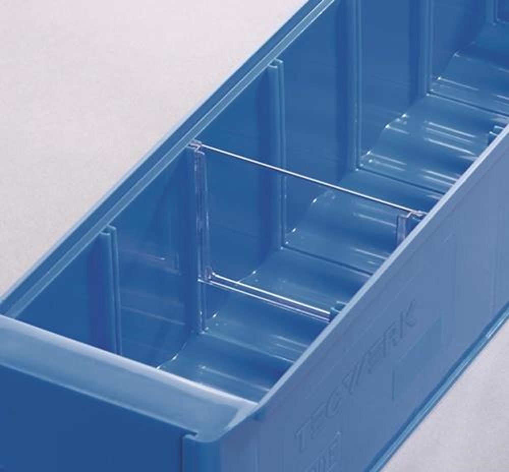 TECWERK vakverdeler transparant styrolux voor stellingbak breedte 183 mm (zakje = 10 stuks)
