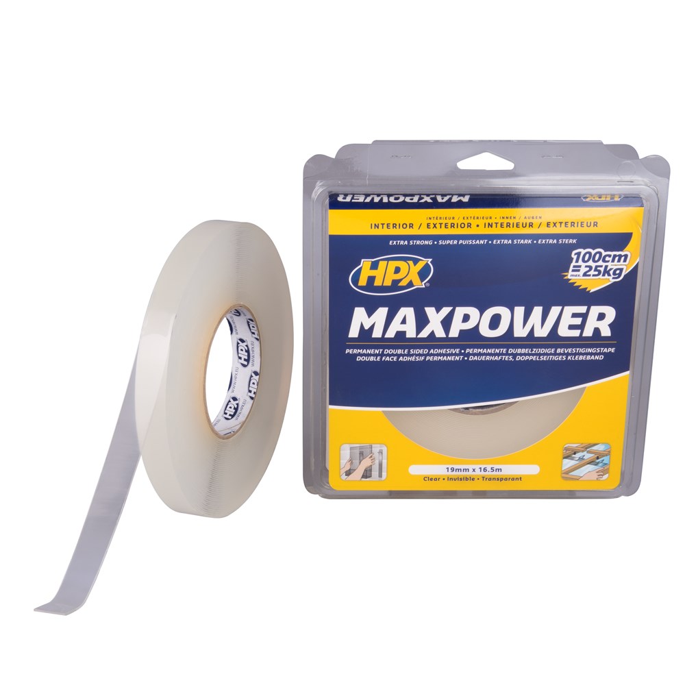 HPX Max Power Transparent bevestigingstape - 19mm x 16,5m