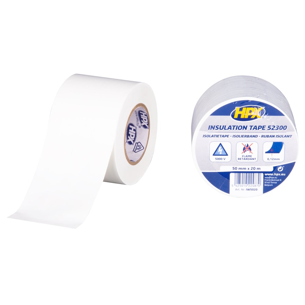 HPX PVC isolatietape - wit 50mm x 20m