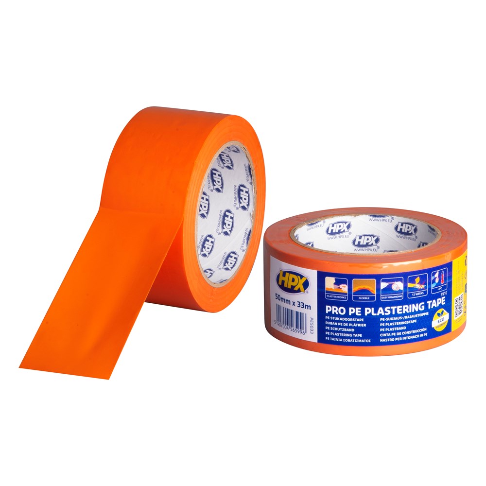HPX PE Stukadoorstape - oranje 50mm x 33m