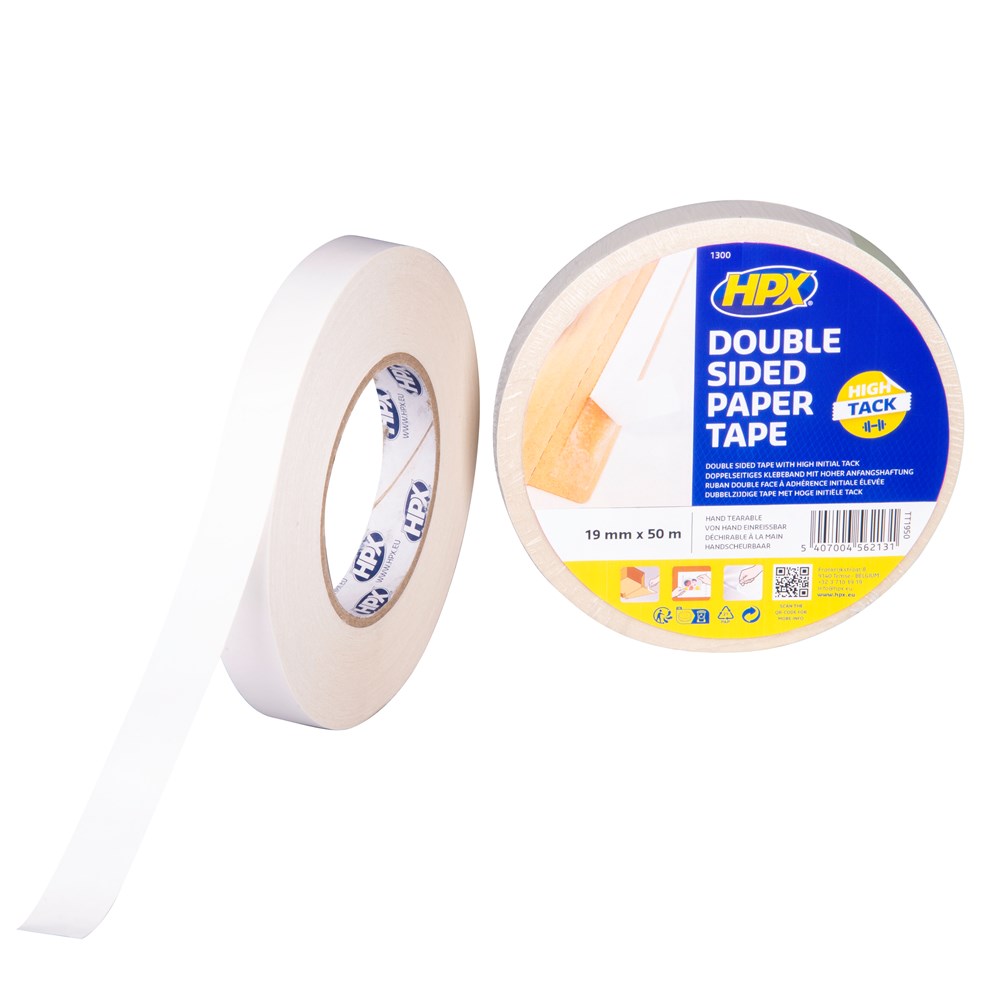 HPX Dubbelzijdige tape met hoge initiële tack - transparant 19mm x 50m