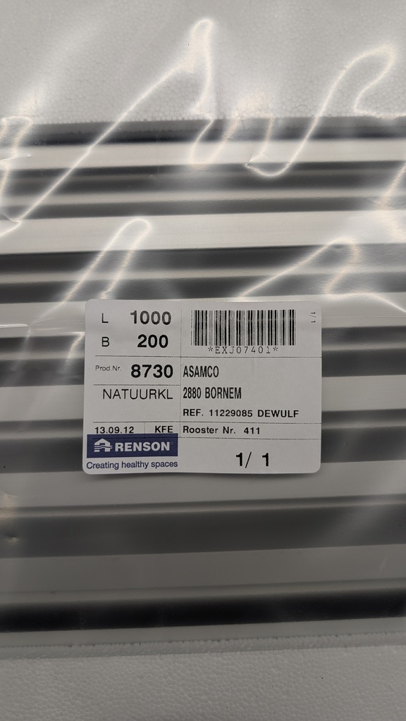 Renson inbouwrooster met Z lamel 411 1000x200mm