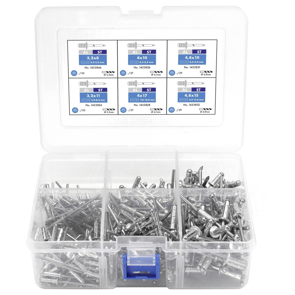 GESIPA Blindklinknagel assortiment AL/ST polygrip (6x 50st)