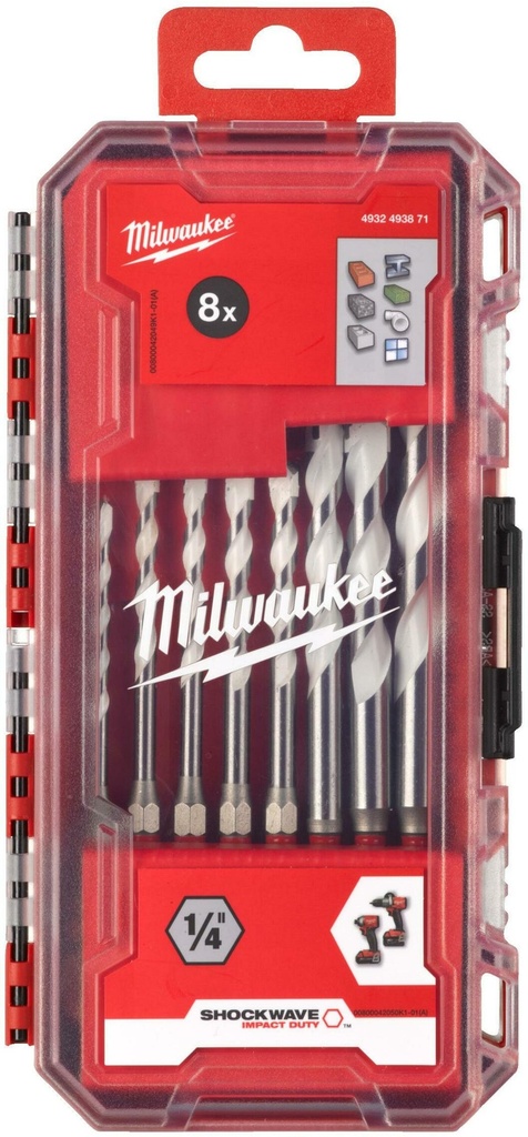 MILWAUKEE Multi materiaalboren set SHOCKWAVE type 