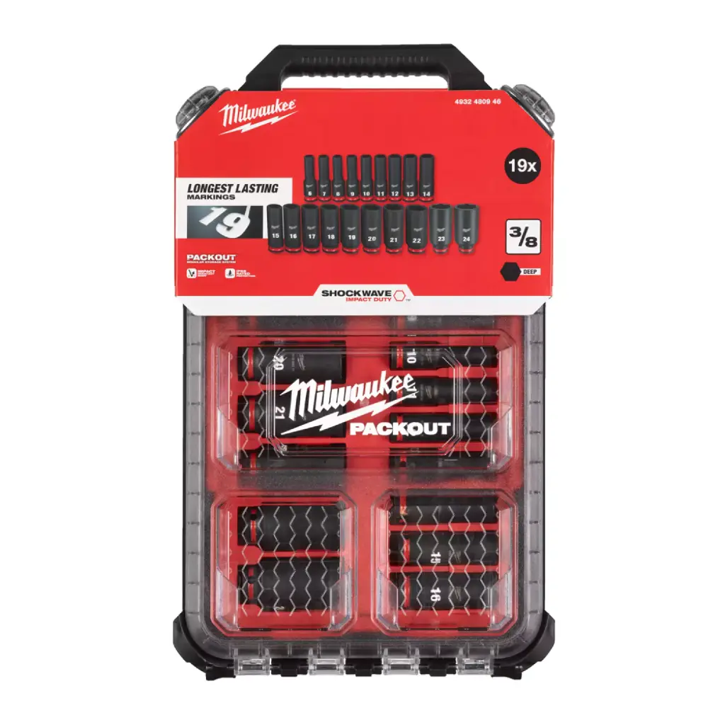 MILWAUKEE Hex skt. ShW Packout 3/8 Deep Set-19pc 