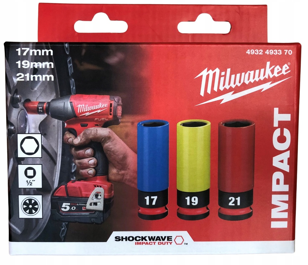 MILWAUKEE SHOCKWAVE 1/2 Slagmoer Doppenset met rail