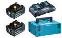 MAKITA Powerpack BL1850B-2 : 2x accu BL1850B + dubbele snellader DC18RD in een MAKPAC III koffer.