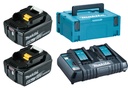 MAKITA Powerpack BL1860B-2 : 2x accu BL1860B + dubbele snellader DC18RD in een MAKPAC III koffer.