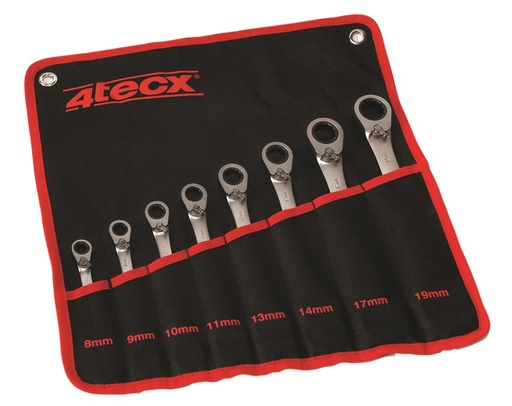 [4001200433] 4TECX Ring-steek ratelsl. set 8-19mm 8-delig in roltas