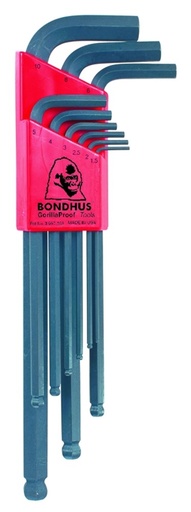 [BO 10999] BONDHUS BLX9M Inbussleutelset kogelkop metrisch 9-dlg 1.5-10mm