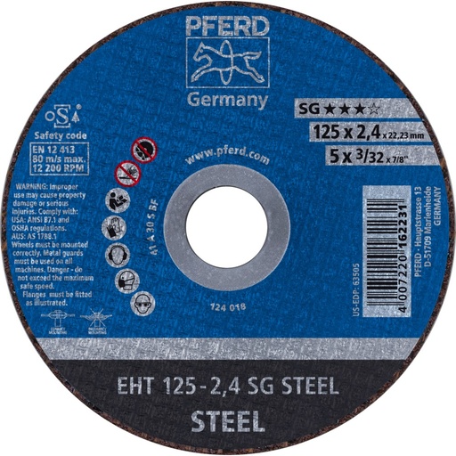 [PFE61321222] PFERD EHT Snijschijf 125-2,4 SG staal (25)