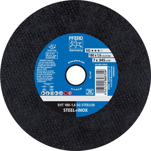 [PFE61326410] PFERD EHT Snijschijf 178-1,6 SG staal+rvs (25)