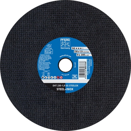 [PFE61328430] PFERD EHT Snijschijf 230-1,9 SG staal+rvs (25)