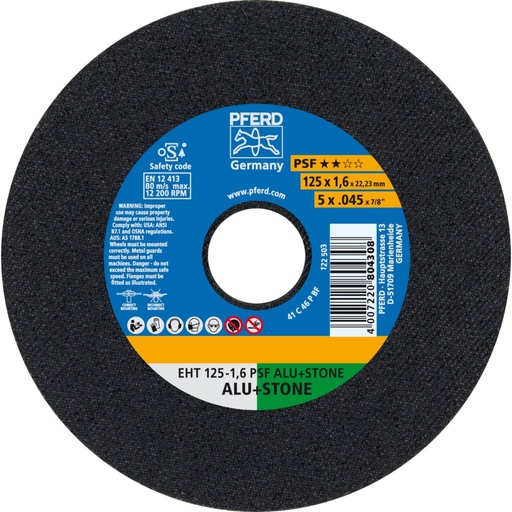 [PFE61819021] PFERD EHT Snijschijf 125-1,6 PSF alu+steen (25)
