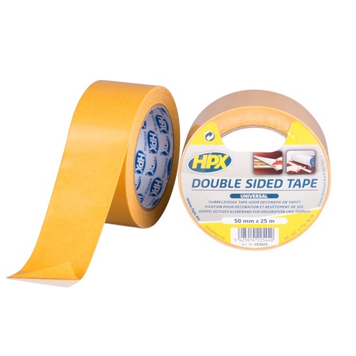 [CE5025] HPX Dubbelzijdige universele tape - wit 50mm x 25m