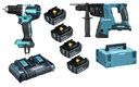 MAKITA DLX2193PTJ Combopack LXT 18V: DDF484 + DHR264 + 4x BL1850B + 1x DC18RD + MAKPAC