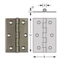 Zware gerolde scharnier RVS  - 63x44mm type 1005