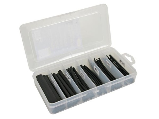 [K/STB2G] SET THERMISCHE KRIMPKOUSEN - ZWART MET LIJM 10cm - 85 st. - IN OPBERGDOOS