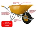 VABOR kruiwagen BOUW GO100-PD Crossband - bin nenband - PP velg - rollager (GEEL)