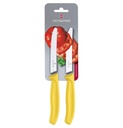 VICTORINOX 2x tafel- en tomatenmes, 11 cm, rond, getand, geel, (blister)