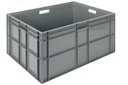 Stapelbare euronorm bak, 800x600x410mm, gesloten bodem en wanden, gesloten handgrepen